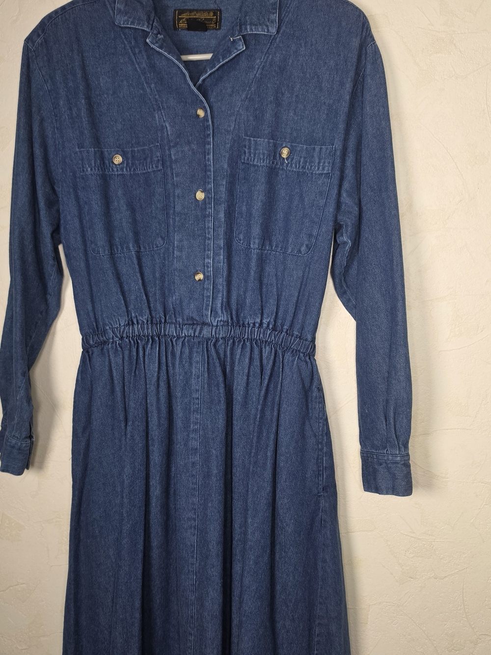 Vtg 90s Eddie Bauer Jean Long Sleeve Dress 100% Cotton Cottagecore Size Small